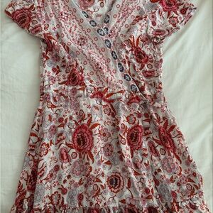 Floral Red and White Women's Dress